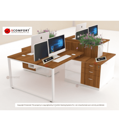 Scomfort SC-WRT5 Desking Workstation with Partition with Pedestal and Seating Capacity 4 People